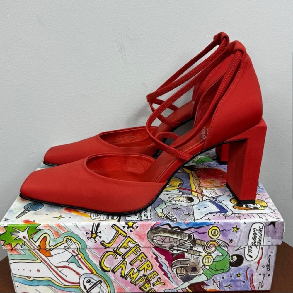 Jeffrey Campbell Popular Square-Toe Heel Pump in Rust Neoprene Size 11